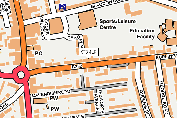 KT3 4LP map - OS OpenMap – Local (Ordnance Survey)