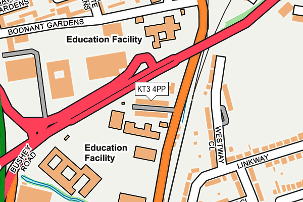 KT3 4PP map - OS OpenMap – Local (Ordnance Survey)