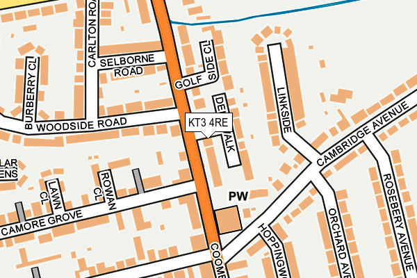 KT3 4RE map - OS OpenMap – Local (Ordnance Survey)