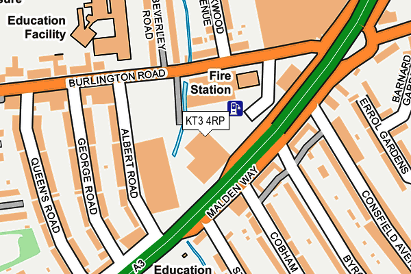 KT3 4RP map - OS OpenMap – Local (Ordnance Survey)
