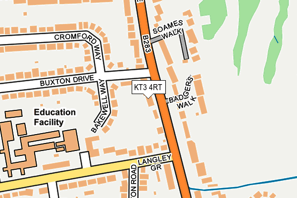 KT3 4RT map - OS OpenMap – Local (Ordnance Survey)