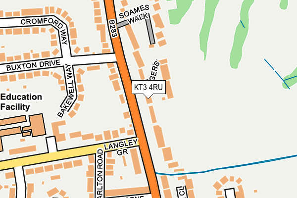 KT3 4RU map - OS OpenMap – Local (Ordnance Survey)