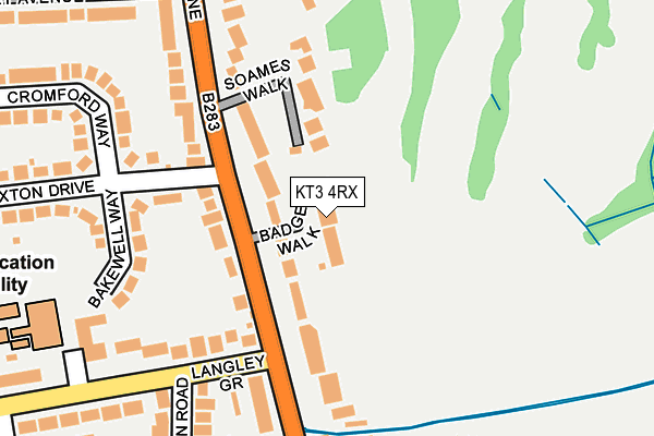KT3 4RX map - OS OpenMap – Local (Ordnance Survey)