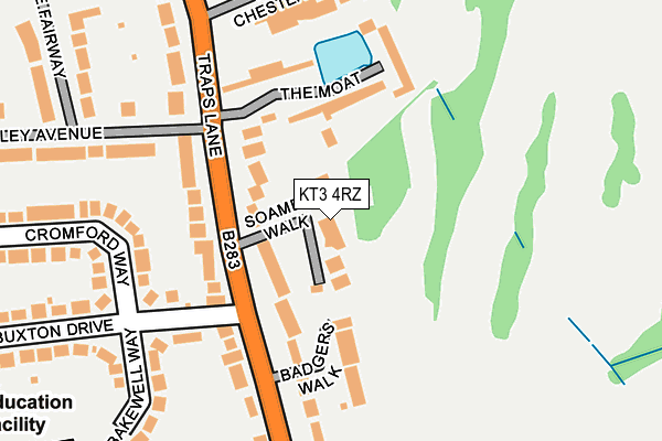 KT3 4RZ map - OS OpenMap – Local (Ordnance Survey)