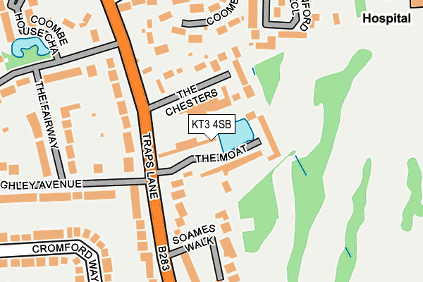 KT3 4SB map - OS OpenMap – Local (Ordnance Survey)