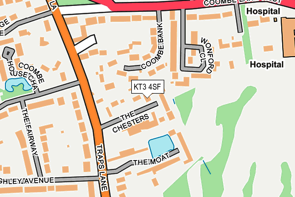 KT3 4SF map - OS OpenMap – Local (Ordnance Survey)