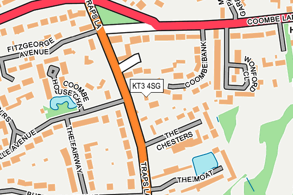 KT3 4SG map - OS OpenMap – Local (Ordnance Survey)
