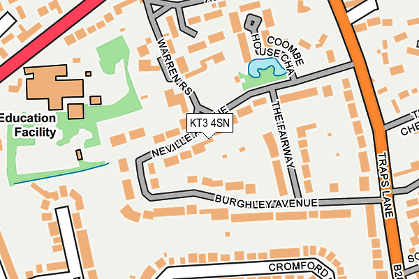 KT3 4SN map - OS OpenMap – Local (Ordnance Survey)