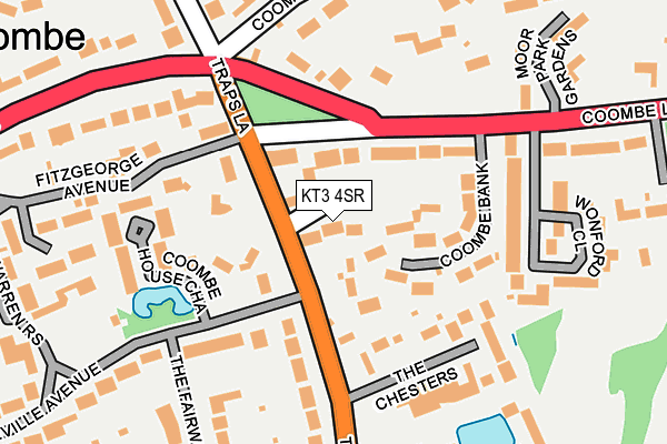 KT3 4SR map - OS OpenMap – Local (Ordnance Survey)