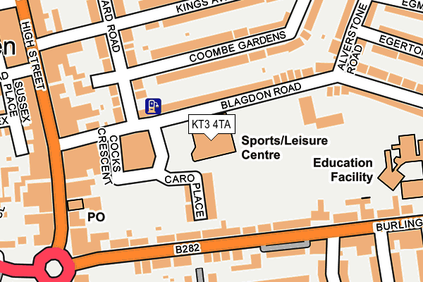 KT3 4TA map - OS OpenMap – Local (Ordnance Survey)