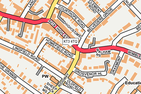 KT3 4TQ map - OS OpenMap – Local (Ordnance Survey)