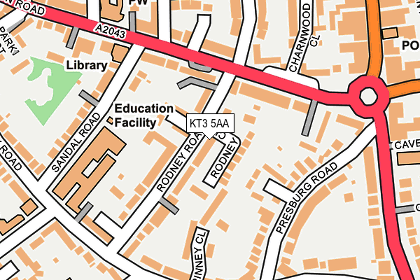 KT3 5AA map - OS OpenMap – Local (Ordnance Survey)