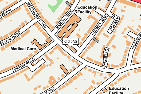 KT3 5AG map - OS OpenMap – Local (Ordnance Survey)