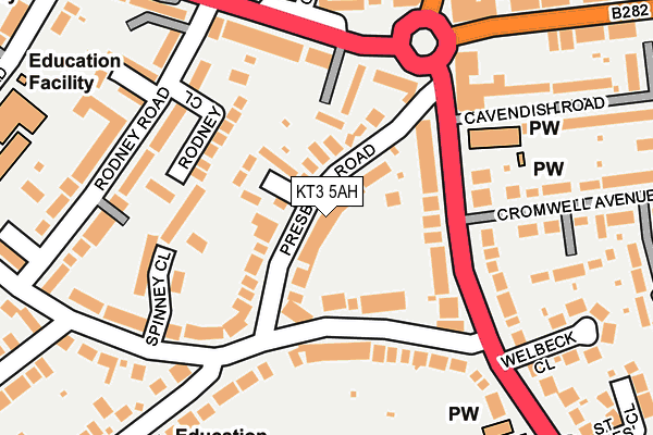 KT3 5AH map - OS OpenMap – Local (Ordnance Survey)