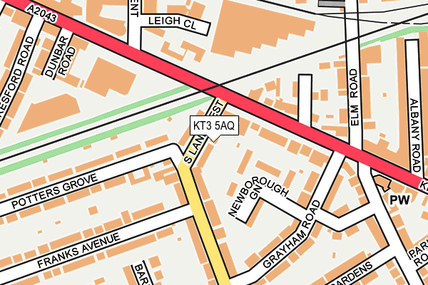 KT3 5AQ map - OS OpenMap – Local (Ordnance Survey)