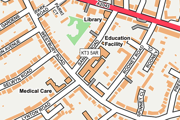 KT3 5AR map - OS OpenMap – Local (Ordnance Survey)