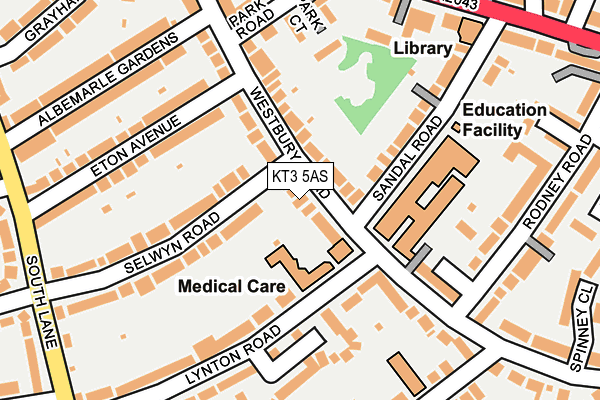 KT3 5AS map - OS OpenMap – Local (Ordnance Survey)