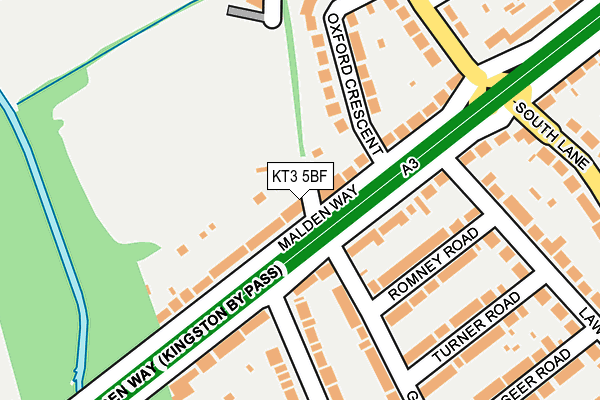 KT3 5BF map - OS OpenMap – Local (Ordnance Survey)