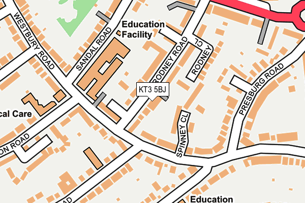 KT3 5BJ map - OS OpenMap – Local (Ordnance Survey)