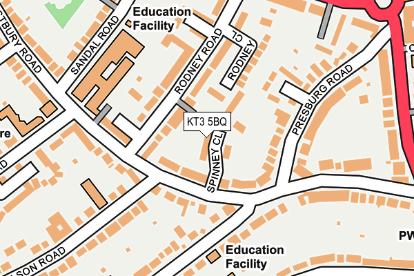 KT3 5BQ map - OS OpenMap – Local (Ordnance Survey)