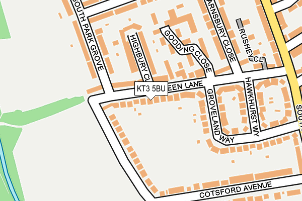 KT3 5BU map - OS OpenMap – Local (Ordnance Survey)