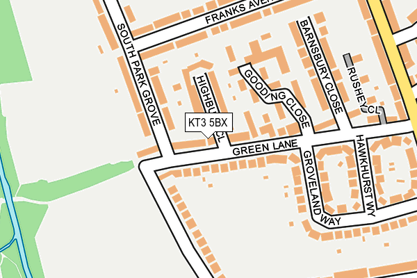 KT3 5BX map - OS OpenMap – Local (Ordnance Survey)