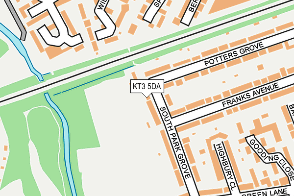KT3 5DA map - OS OpenMap – Local (Ordnance Survey)