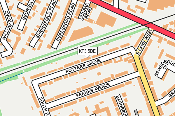 KT3 5DE map - OS OpenMap – Local (Ordnance Survey)