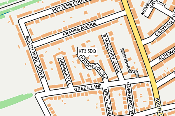 KT3 5DQ map - OS OpenMap – Local (Ordnance Survey)