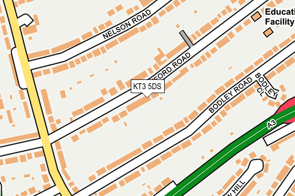 KT3 5DS map - OS OpenMap – Local (Ordnance Survey)