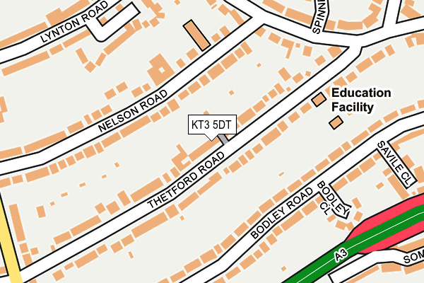 KT3 5DT map - OS OpenMap – Local (Ordnance Survey)