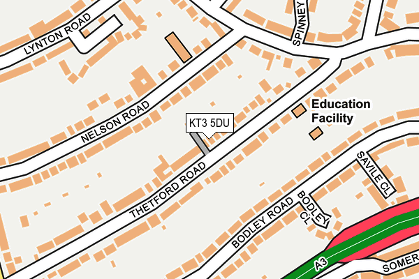 KT3 5DU map - OS OpenMap – Local (Ordnance Survey)