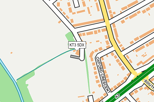 KT3 5DX map - OS OpenMap – Local (Ordnance Survey)