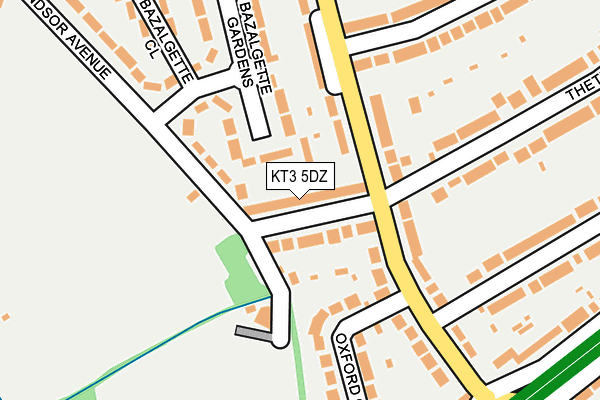KT3 5DZ map - OS OpenMap – Local (Ordnance Survey)