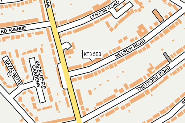 KT3 5EB map - OS OpenMap – Local (Ordnance Survey)