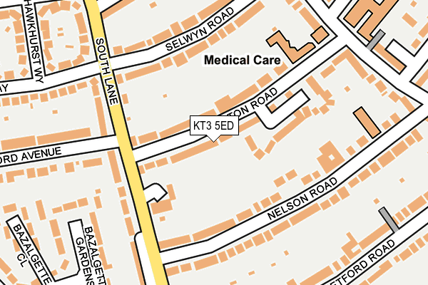 KT3 5ED map - OS OpenMap – Local (Ordnance Survey)