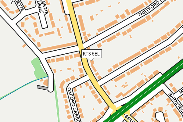 KT3 5EL map - OS OpenMap – Local (Ordnance Survey)
