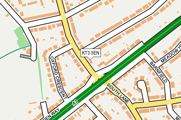 KT3 5EN map - OS OpenMap – Local (Ordnance Survey)