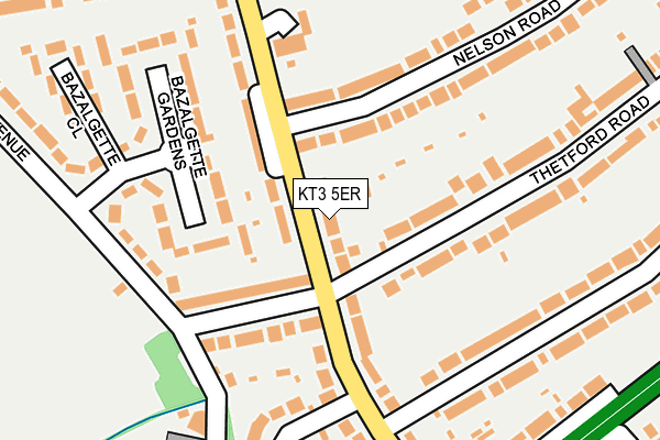KT3 5ER map - OS OpenMap – Local (Ordnance Survey)