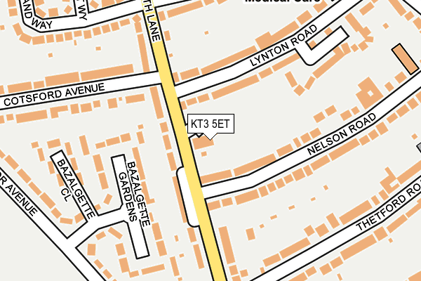 KT3 5ET map - OS OpenMap – Local (Ordnance Survey)