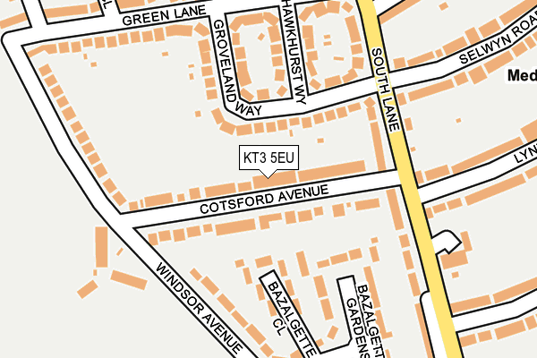 KT3 5EU map - OS OpenMap – Local (Ordnance Survey)