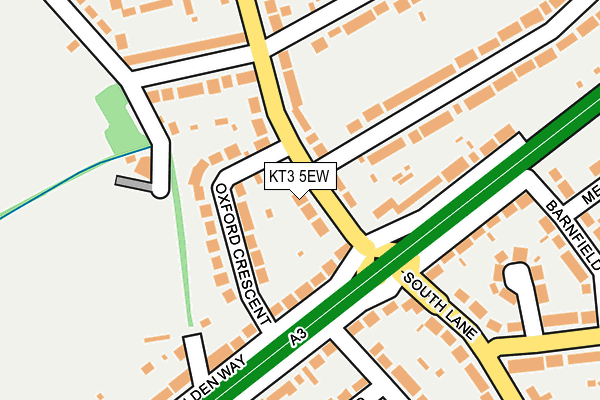 KT3 5EW map - OS OpenMap – Local (Ordnance Survey)
