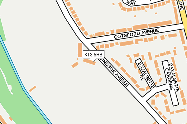 KT3 5HB map - OS OpenMap – Local (Ordnance Survey)