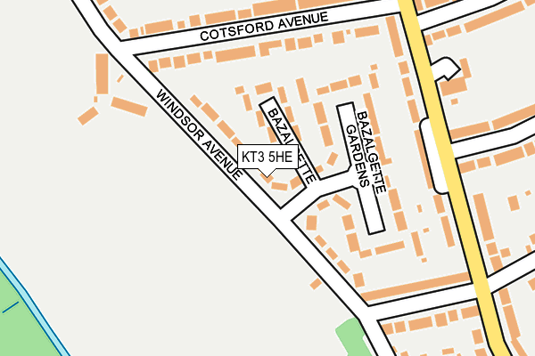 KT3 5HE map - OS OpenMap – Local (Ordnance Survey)
