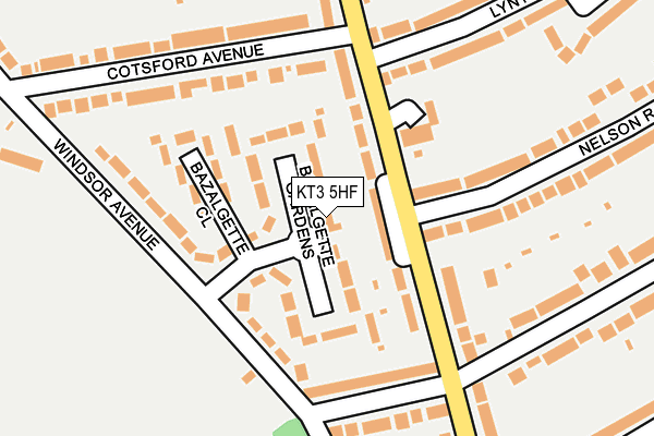 KT3 5HF map - OS OpenMap – Local (Ordnance Survey)