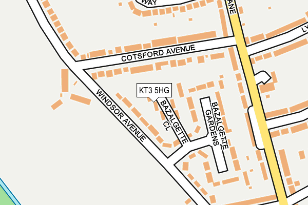 KT3 5HG map - OS OpenMap – Local (Ordnance Survey)