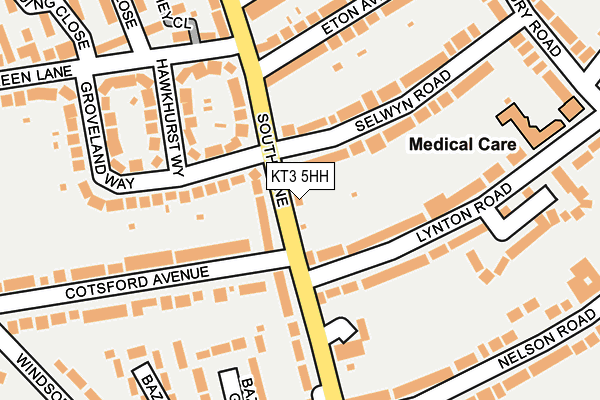 KT3 5HH map - OS OpenMap – Local (Ordnance Survey)
