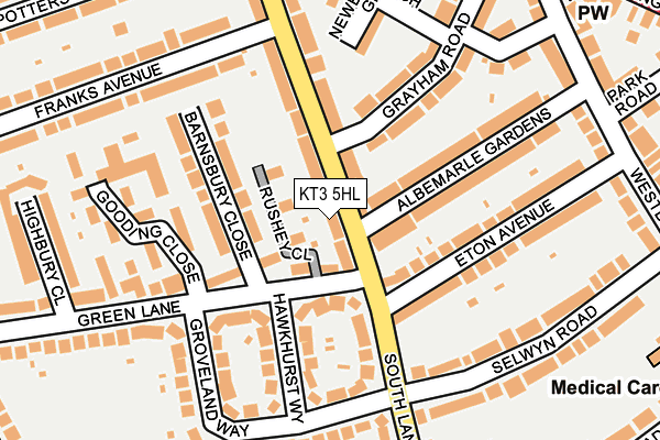 KT3 5HL map - OS OpenMap – Local (Ordnance Survey)