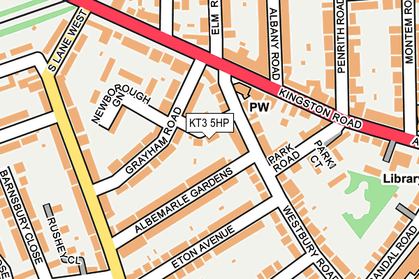 KT3 5HP map - OS OpenMap – Local (Ordnance Survey)