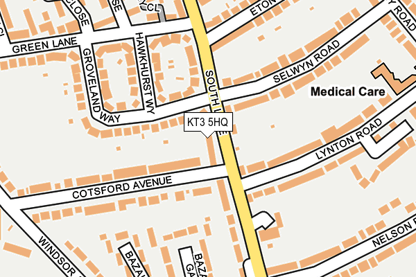 KT3 5HQ map - OS OpenMap – Local (Ordnance Survey)